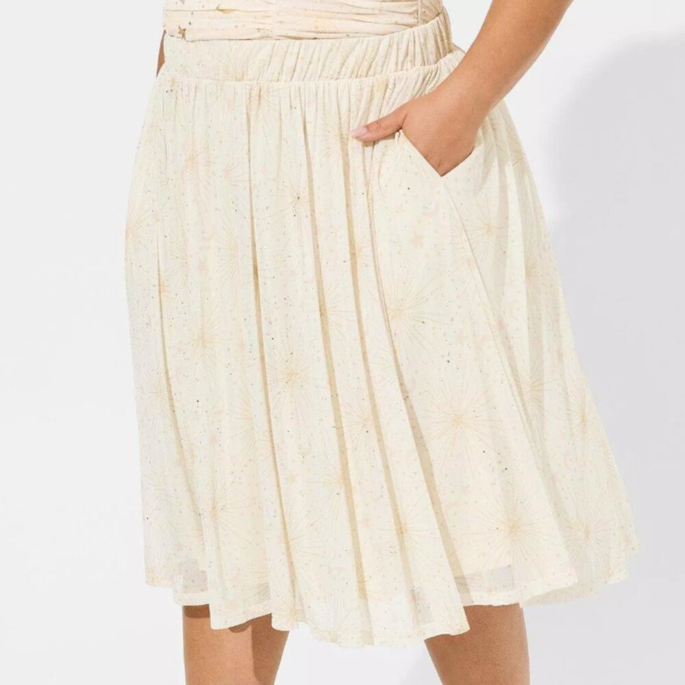 Torrid Midi Mesh A-Line Skirt Starburst Design Size 00